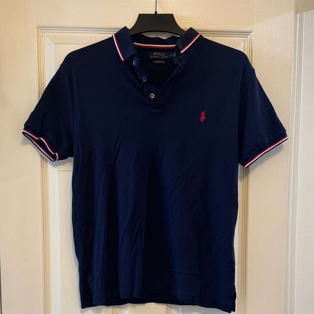Men’s Polo by Ralph Lauren Navy Polo Shirt with Red and White Accents